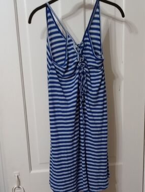🧡$5 LUSH Blue and White Striped Lace-Up Sundress